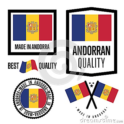 Andorra quality label set for goods Vector Illustration