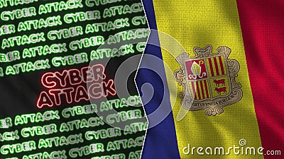 Andorra Realistic Flag with Cyber Attack Titles Illustration Stock Photo