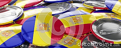 Andorra - round badges with country flag Cartoon Illustration