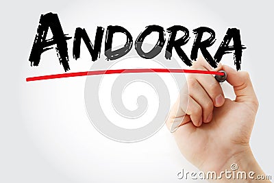 Andorra text with marker Stock Photo