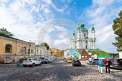Andrew's descent is the major tourist attraction in Kiev, Ukrain Editorial Stock Photo