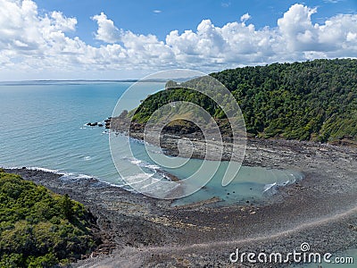 Drone Aerial Of Andrews Point Walking Track Queensland Australia Stock Photo