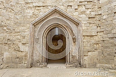 Portal perfectly preserved inside Castel del Monte, Andria province, Puglia, Italy Editorial Stock Photo