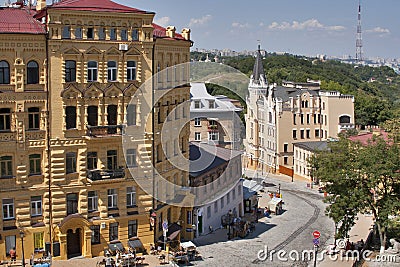 Andriyivskyy Descent street in Kiev Editorial Stock Photo