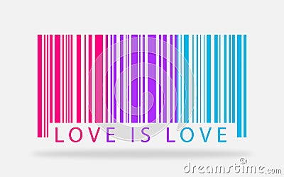 Androgyne pride barcode creative colorful artwork. Love is love Vector Illustration