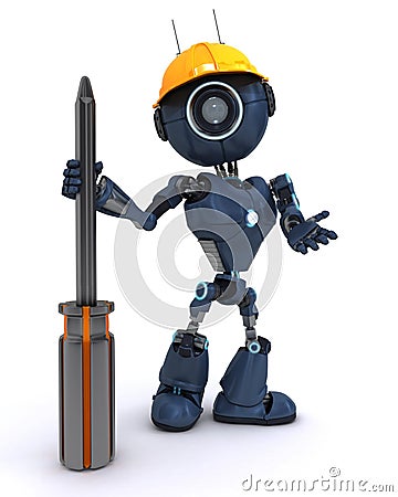 Android builder with a screwdriver Stock Photo