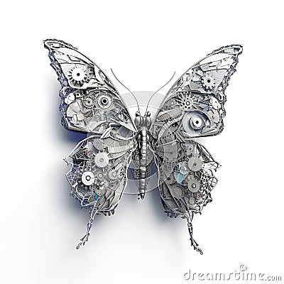 Android butterflies, future technology, digital cybertech created by generative AI Stock Photo