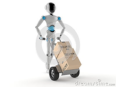 Android with hand truck Stock Photo