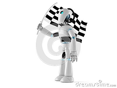 Android holding race flag Stock Photo