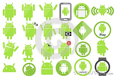 Android icon Collection Editorial Stock Photo