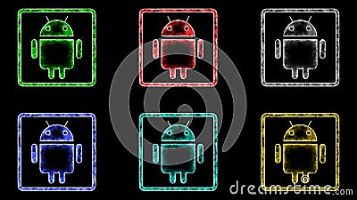 Android Icon Colorful Black Background Editorial Stock Photo