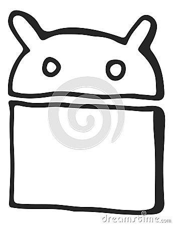 Android icon. Cute small robot black symbol Vector Illustration