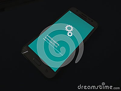 Android installing system update Editorial Stock Photo