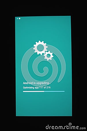 Android installing system update Editorial Stock Photo