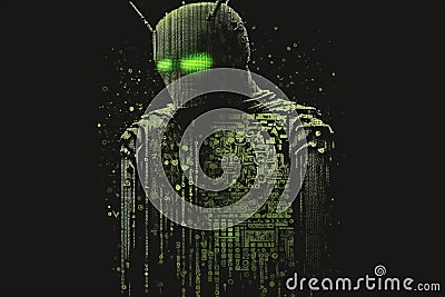 Android made up of computer codes. Generative AI Stock Photo