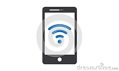 Android Mobile Phone And WiFi symbol. Android Mobile Phone with WiFi . Wireless and Android Mobile Phone Vector Illustration