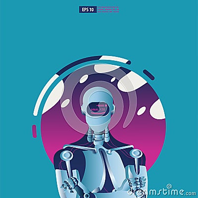 Android robot crossed hand vector illustration Vector Illustration