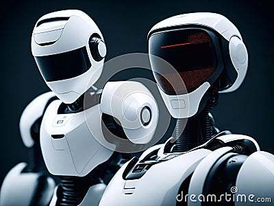 android, robot, cyborg, half body generative ai illustration art Cartoon Illustration