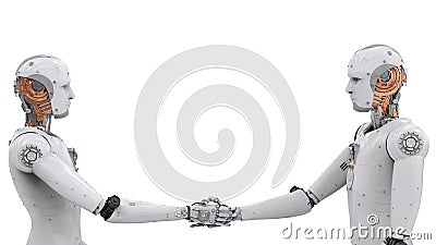 Android robot hand shaking Stock Photo