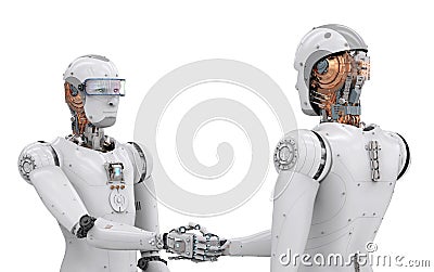 Android robot hand shaking Stock Photo