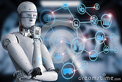 Android robot with industrial network Stock Photo