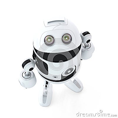 Android robot look up Stock Photo