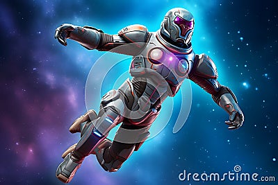android robot in space. Alien cyborg. Neural network AI generated Stock Photo
