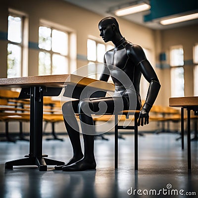 robot studying at school. AI generation Stock Photo