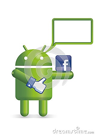 Android robot with text balloon Vector Illustration