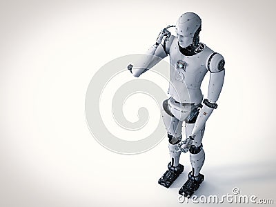 Android robot thinking Stock Photo