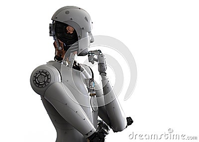 Android robot thinking Stock Photo