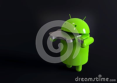 Android vs Apple iOS competition symbol - logo characters Editorial Stock Photo