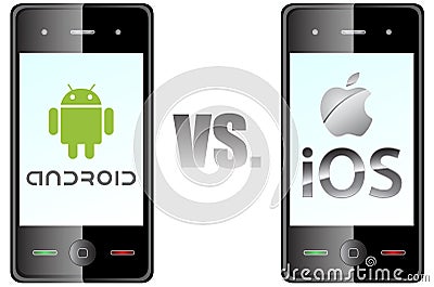 Android vs ios Editorial Stock Photo