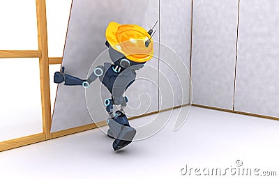 Androids building a stud wall Stock Photo