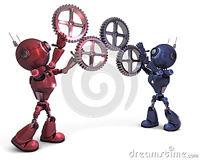 Androids and gears Stock Photo