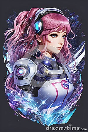 Andromeda Legends: Unforgettable AI Anime Character Art Stock Photo