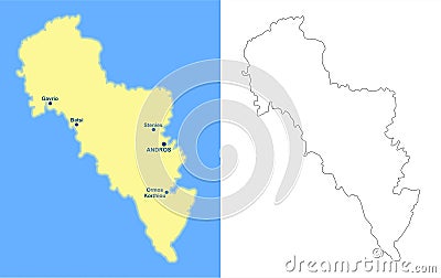 Andros island map - cdr format Vector Illustration