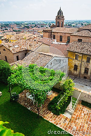 Andscape with roofs of houses in small tuscan town in province Stock Photo