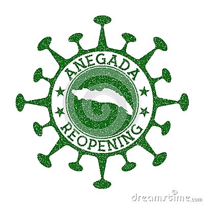 Anegada Reopening Stamp. Vector Illustration