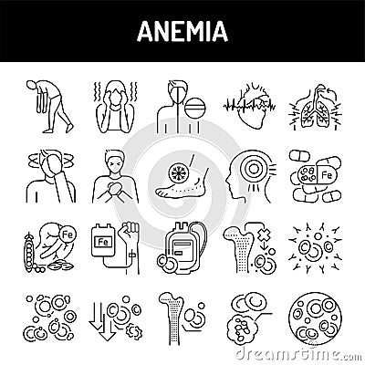 Anemia line icons set. Isolated vector element. Vector Illustration