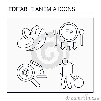 Anemia line icons set Vector Illustration