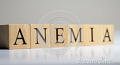 ANEMIA word on wood frame. Close up Stock Photo