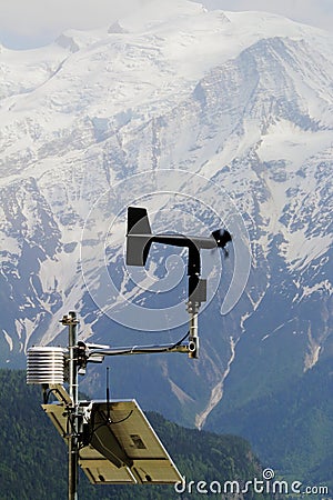 Anemometer at parapente launching point, Plateau d`Assy, France Stock Photo