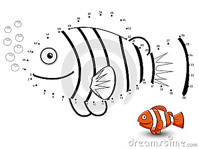 Anemonefish Connect the dots and color Vector Illustration