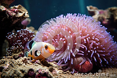 anemonefish and sea anemone symbiotic relationship in focus Stock Photo