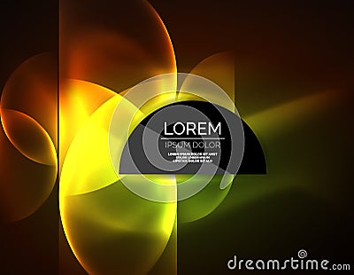 ANeon glowing glass transparent circles, background Vector Illustration