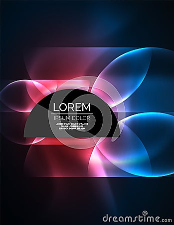 ANeon glowing glass transparent circles, background Vector Illustration