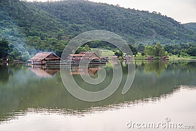 Ang Kep Nam Khao Wong an old traditional house in the lake of khao wong. Editorial Stock Photo