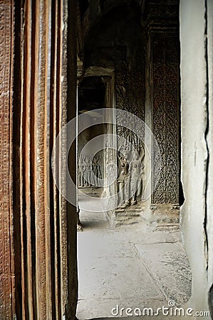 Ang Kor Wat wall carvings Stock Photo