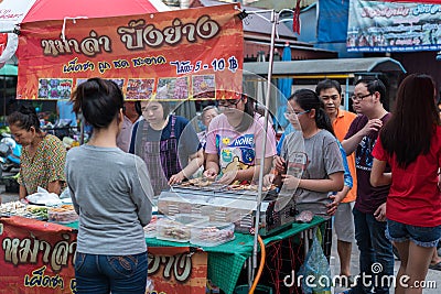 Mala grilled meat with sichuan pepper at market Editorial Stock Photo